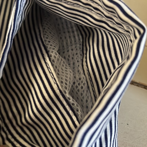 Swim trunks 28 TW 👁 CE Navy Pinstripe Swimming Unlined Velcro Fly 9 Inseam - Picture 7 of 11